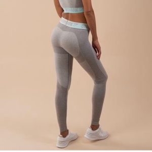 Gymshark Flex Leggings - Light Grey Marl/Pale Turquoise